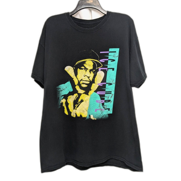 Ice Cube T-Shirt Y2K Rap Music Graphic Print Men's XL Black Short Sleeve - Picture 1 of 4